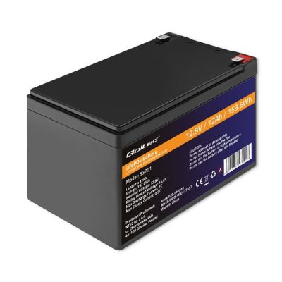 9. Qoltec Akumulator LiFePO4 Litowo-Żelazowo-Fosforanowy 12.8V 12Ah 153.6Wh BMS