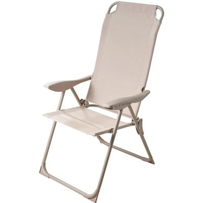 KRZESŁO FOTEL TURYSTYCZNE Z PODŁOKIETNIKAMI SKŁADANE BEŻOWE REDCLIFFS
