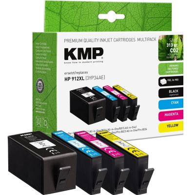 2. KMP 1765,4005 nabój z tuszem 4 szt. Zamiennik Wysoka (XL) wydajność Cyjan, Czarny, Żółty, Purpurowy