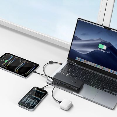 8. Powerbank Baseus EnerFill FC41 20000mAh 100W z wyświetlaczem cyfrowym i wbudowanym podwójnym kablem USB-C - czarny