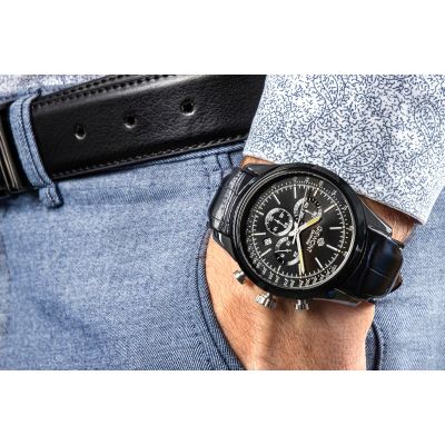 4. Zegarek Męski Giewont Chronograph Sapphire Czarny GW7650-A4