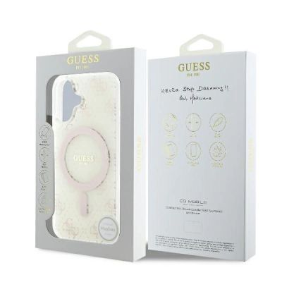 8. Etui Guess IML 4G Background MagSafe na iPhone 16 Plus - białe