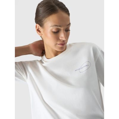 3. T-shirt oversize z nadrukiem damski 4F 4FRSS24TTSHF2089-11S