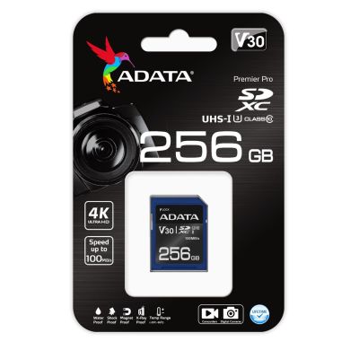 2. ADATA Premier Pro SDXC 256 GB Class 10 UHS-I/U3 V30