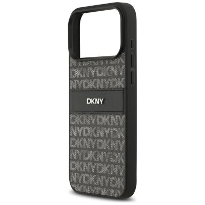 6. Etui DKNY Repeat Texture Pattern with Tonal Stripe na iPhone 17 Pro Max - czarne
