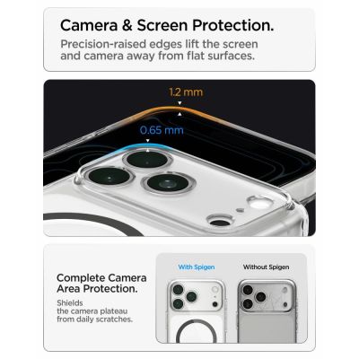 12. Etui Spigen Ultra Hybrid MagSafe na iPhone 18 Pro / 17 Pro - przezroczysto-grafitowe