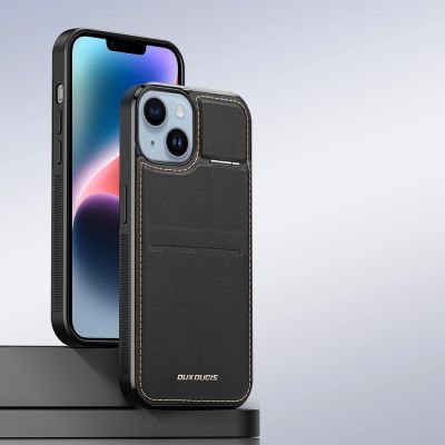 6. Etui portfel Dux Ducis Rafi Mag z podstawką 3w1 do iPhone 15 Plus z MagSafe i blokadą RFID - czarne