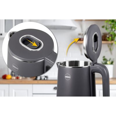 6. ELDOM CZAJNIK BEZPRZEWODOWY C515S ORRA 1,8L 2000W, SZARY, 5 PROGRAMÓW 45,55,70,85,100°C, PODTRZYMYWANIE TEMPERATURY