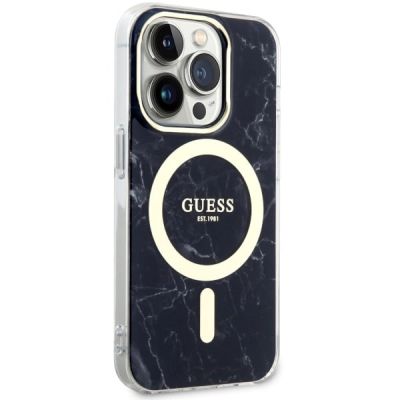 4. Etui Guess Marble MagSafe na iPhone 14 Pro Max - czarne