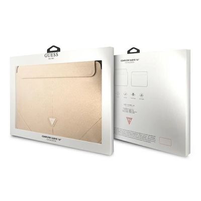 4. Pokrowiec Guess Saffiano Triangle Logo na laptopa 16'' - beżowy