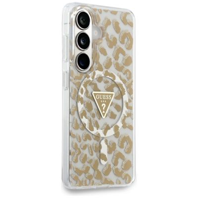 4. Etui Guess IML Leopard Print Triangle MagSafe na Samsung Galaxy S26 - brązowe