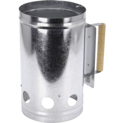 23. KOMIN ROZPALACZ DO GRILLA WYS. 27,5CM Z DREWNIANĄ RĄCZKĄ