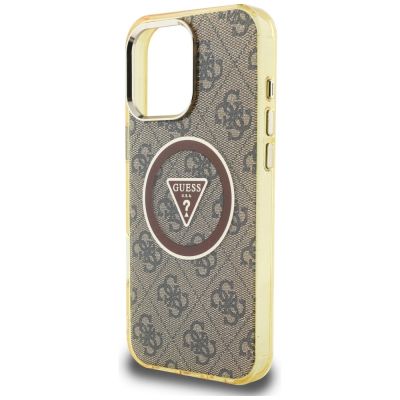 6. Etui Guess IML Metal Glitter 4G Circle Triangle MagSafe na iPhone 16 Pro Max - brązowe