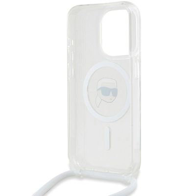 6. Etui Karl Lagerfeld Crossbody IML Karl Head MagSafe na iPhone 15 Pro Max - przezroczyste