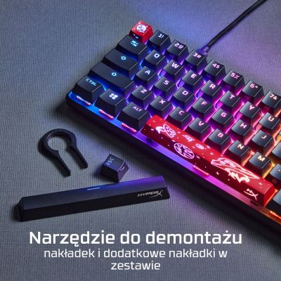 4. HyperX Alloy Origins 65 czarny / Klawiatura gamingowa / mechaniczna / HyperX czerwony / US / RGB / USB-C
