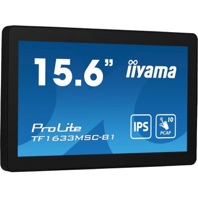 iiyama ProLite TF1633MSC-B1 monitor komputerowy 39,6 cm (15.6") 1920 x 1080 px Full HD Ekran dotykowy Czarny
