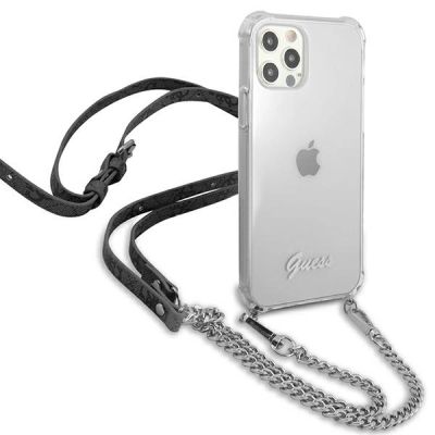 4. Etui Guess 4G Silver Chain na iPhone 12 Pro Max - przezroczyste