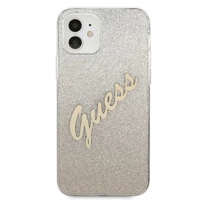 3. Etui Guess Glitter Gradient Script na iPhone 12 mini - złote