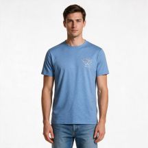 Paul&Shark T-shirt bawełniany męski średni denim 26411035-337 - klasyczny krój, miękka bawełna