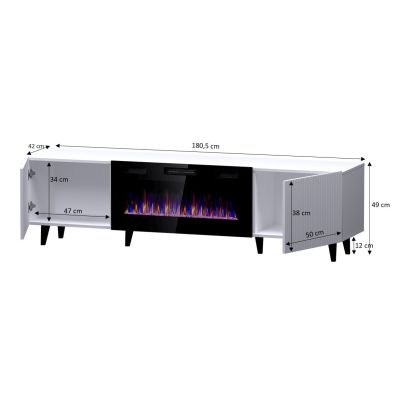 4. Szafka RTV PAFOS EF z kominkiem elektrycznym 180x42x49 biały mat