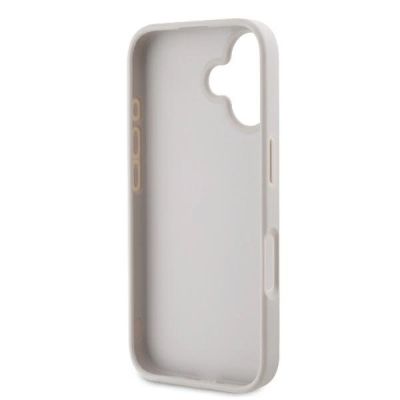 7. Etui Guess Leather Metal Logo Strass Crossbody na iPhone 16 - różowe