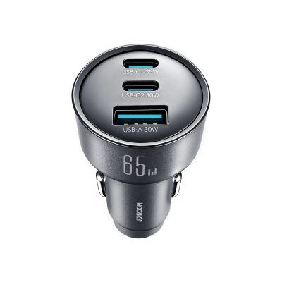 2. Ładowarka samochodowa Joyroom JR-CCN19 65W 2x USB-C + USB-A - ciemnoszara