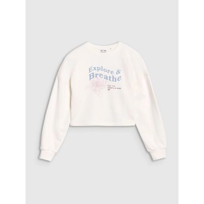 5. Bluza dresowa nierozpinana bez kaptura dziewczęca 4F 4FJWSS25TSWSF1483-11S