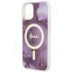 6. Etui Guess Golden Marble MagSafe na iPhone 14 - purpurowe