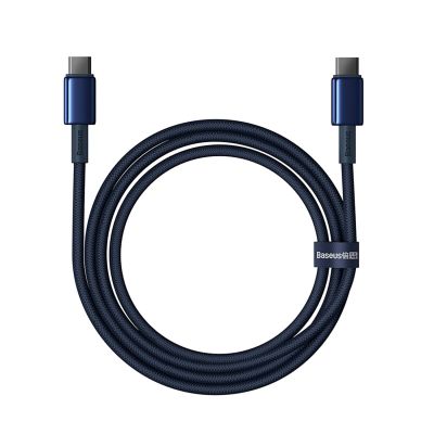 5. Kabel Baseus Tungsten Gold USB-C / USB-C 100W 1m - granatowy