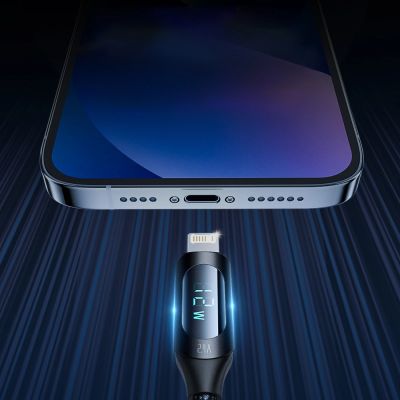 5. Kabel USB-A - Lightning Wozinsky WUALC2 z wyświetlaczem LED 2.4A 2m  - czarny