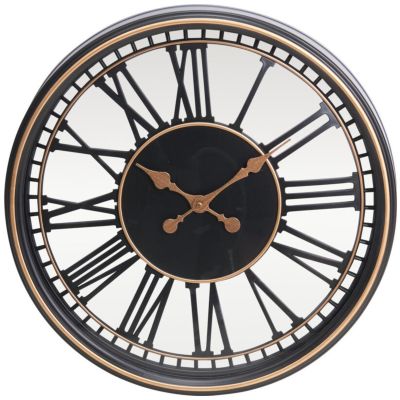 ZEGAR ŚCIENNY AŻUROWY CYFRY RZYMSKIE 60CM CZARNY-ZŁOTY