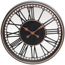 ZEGAR ŚCIENNY AŻUROWY CYFRY RZYMSKIE 60CM CZARNY-ZŁOTY