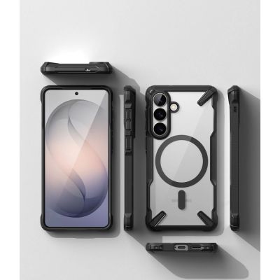 4. Etui Ringke Fusion X Magnetic MagSafe na Samsung Galaxy S26 - przezroczysto-czarne