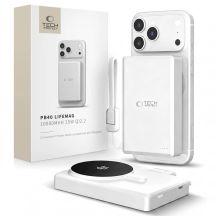 Power bank Tech-Protect PB40 LifeMag 10000MAH 25W QI2.2 + kabel USB-C / USB-C 150 mm - biało-srebrny