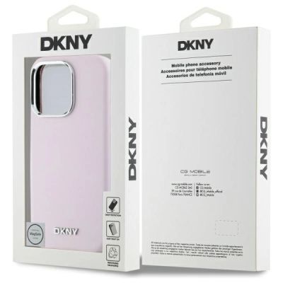 8. Etui DKNY Liquid Silicone Small Metal Logo MagSafe na iPhone 16 Pro Max - różowe
