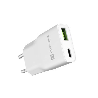 4. NATEC ŁADOWARKA SIECIOWA RIBERA GAN SLIM USB-A USB-C 20W BIAŁA