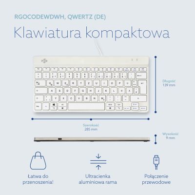 12. R-Go Tools Ergonomiczna R-Go Compact Break klawiatura, z oprogramowaniem do robienia przerw, QWERTZ (DE), przewodowa, biała