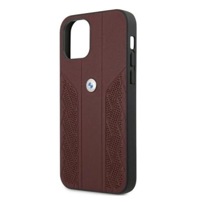 6. Etui BMW Leather Curve Perforate na iPhone 12 / iPhone 12 Pro - czerwone