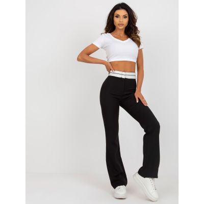 2. Czarne materiałowe spodnie dzwony bez kieszeni  (DHJ-SP-6971.33P)