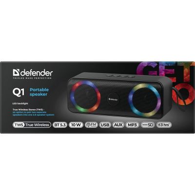 8. GŁOŚNIK DEFENDER BEATBOX 20 BLUETOOTH 20W LIGHT/BT/MIC/FM/USB/TF