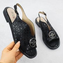 Skórzane sandały damskie czarne S.Barski KV51-094