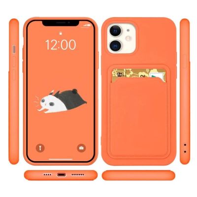 2. Card Case silikonowe etui portfel z kieszonką na kartę dokumenty do Samsung Galaxy A72 4G bordowy