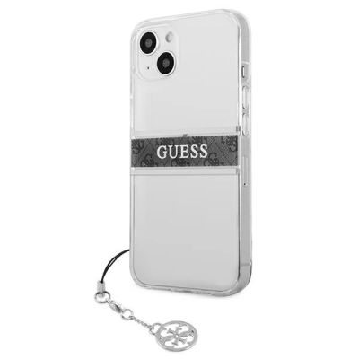 2. Etui Guess 4G Grey Strap Charm na iPhone 13 mini - przezroczyste