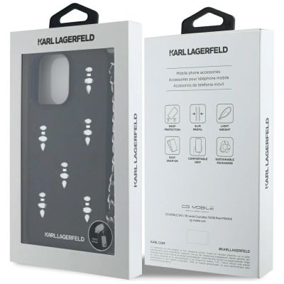 7. Etui Karl Lagerfeld Saffiano Crystals  w/Chain na iPhone 16 Pro - czarne