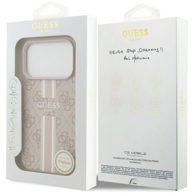 8. Etui Guess 4G Printed Stripes MagSafe na iPhone 17 Pro - różowe