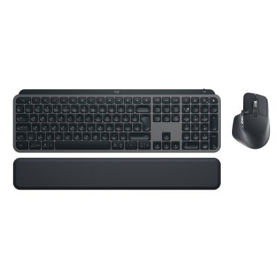 12. Logitech MX Keys combo for Business Gen 2 klawiatura Dołączona myszka Biuro RF Wireless + Bluetooth QWERTY Amerykański międzynarodowy Grafitowy