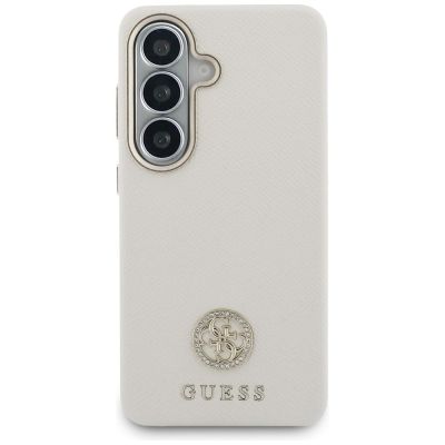 3. Etui Guess Rhinestone Round Logo MagSafe na Samsung Galaxy S26 - beżowe