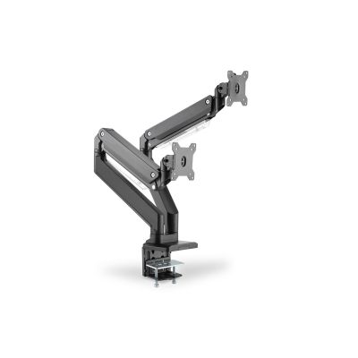 9. Ramię biurkowe podwójne z zaciskiem 2xLCD z sprężyną gazową max. 2x35" i 15kg