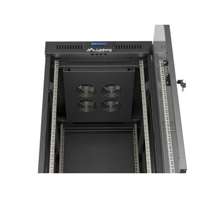 8. LANBERG SZAFA INSTALACYJNA RACK STOJĄCA 19" 24U 600X800 CZARNA DRZWI PRZESZKLONE LCD (FLAT PACK) V2