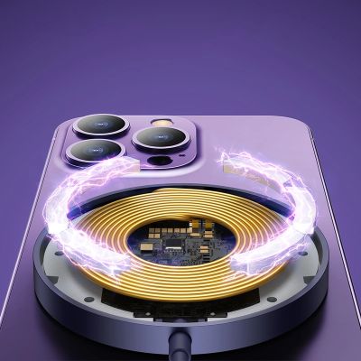 14. Baseus Simple Mini3 ładowarka magnetyczna MagSafe Qi 15W fioletowa